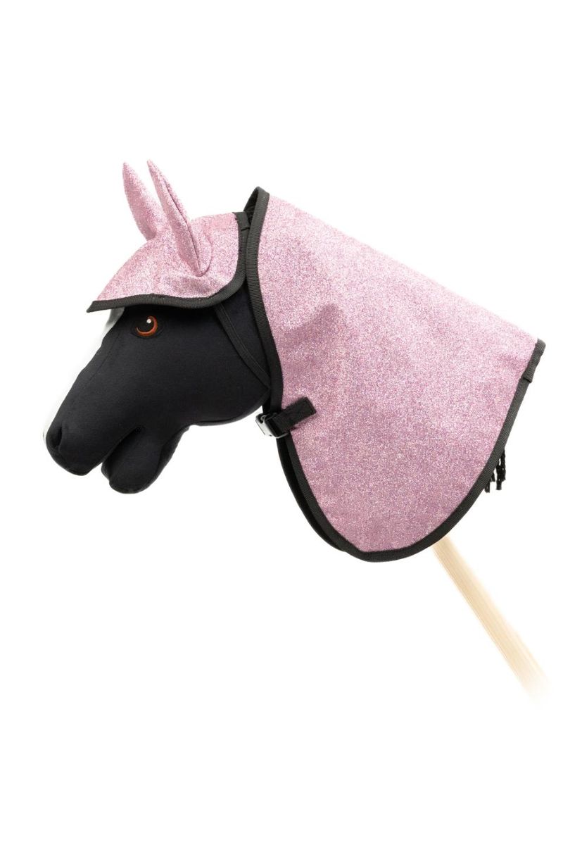Dekken og ørehette til kjepphest, rosa